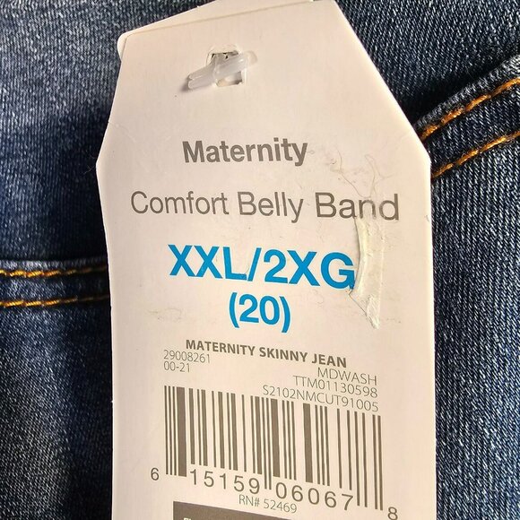 Time & Tru Maternity Skinny Jeans Comfort Belly Band Size XXL (20) Medium Wash - Picture 3 of 11